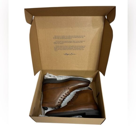 Polo Ralph Lauren Men's Asher Leather Wingtip Boots,‎ SIZE 11 - Picture 14 of 16